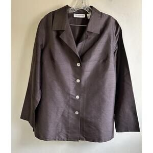 Bloomingdales 100 Silk Blouse Pants Set Womens 14 12 Brown Career Luxury